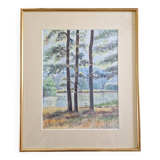 Gabriel Kissling (Born in 1915), Swiss artist - Watercolor on paper - "Forest landscape" - Signed