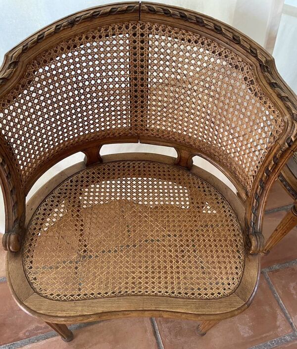 Paire de fauteuils de bureau Napoléon III style Louis XVI