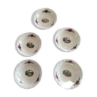 Set of 5 dessert cups Sarreguemines Obernai