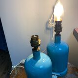 Pair of lamp bases, old ceramic gas bottle