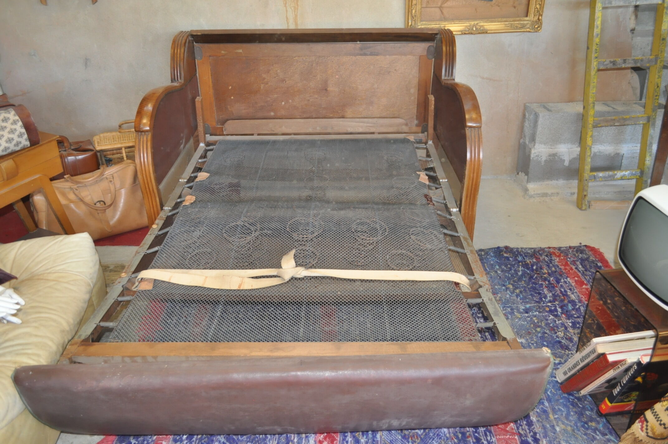 Sofa bed 50s brown skai