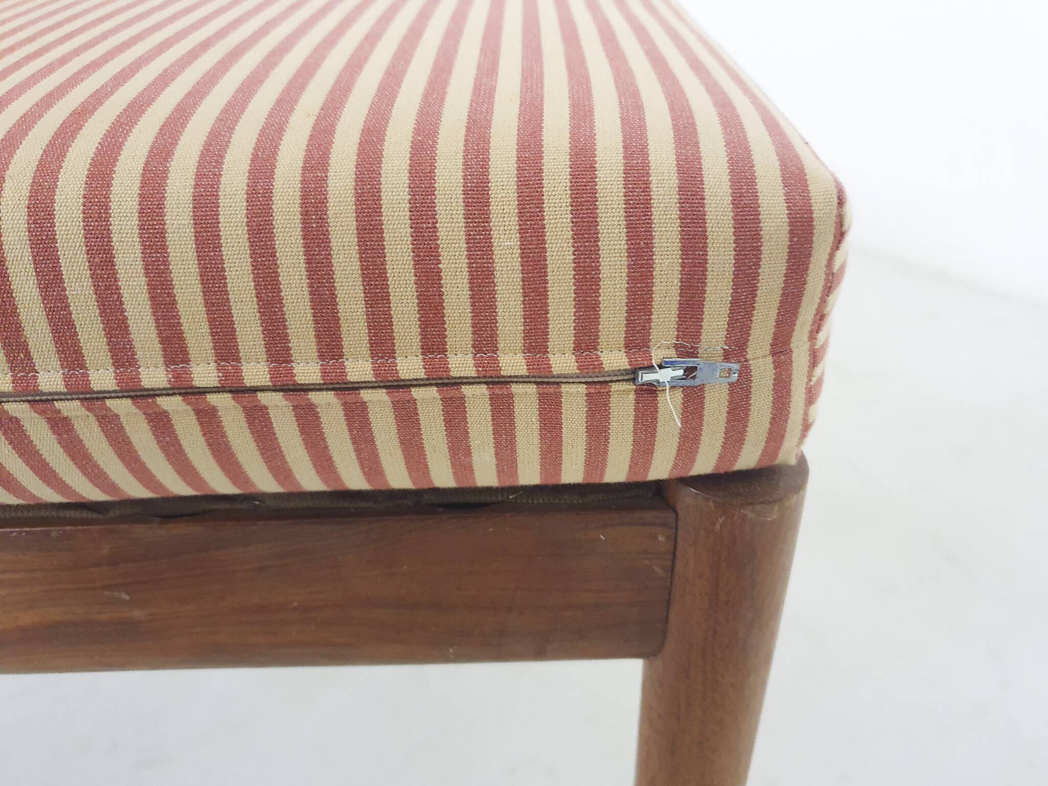 Vintage foot stool in teak with loose cushion, Denmark 1950's