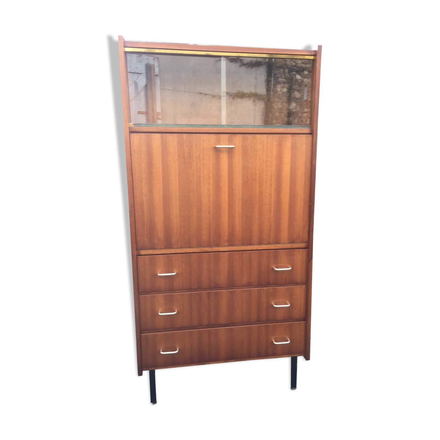 Vintage teak secretary with 3 drawers