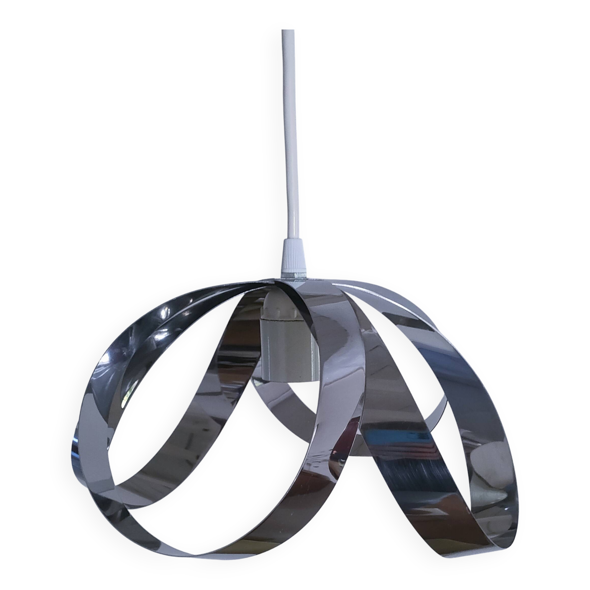 Suspension fleur inox années 70