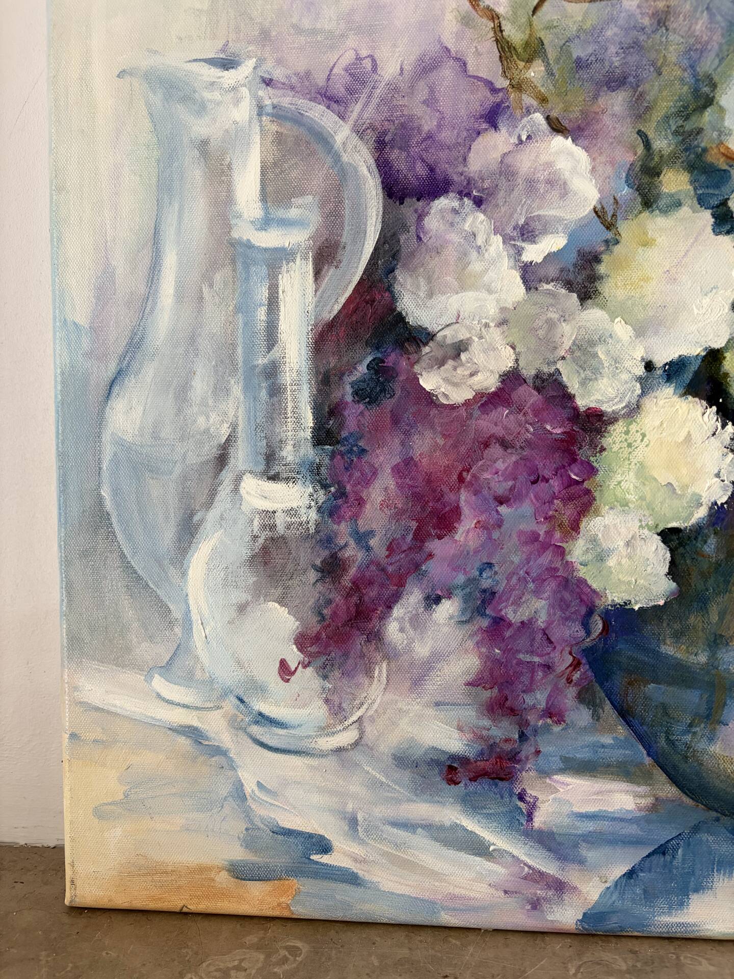 Snowballs and lilacs, oil on canvas signed Paumier