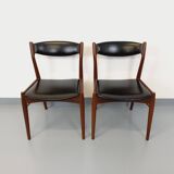 Pair of vintage Scandinavian teak and skai chairs from the 50s and 60s