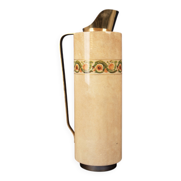 Thermos en parchemin de peau de chèvre Aldo Tura Mod. 1157D avec frise décorative, 1970