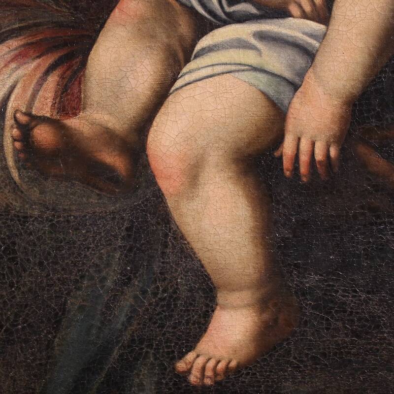 Antique Italian painting Madonna and Child from the 18th century
