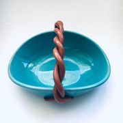 Vintage studio art pottery candy bowl by Alexandre De Wemmel, Belgium, 1950s.