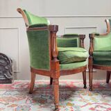 Pair of mahogany cabriolet bergère armchairs from the 18th-century Directoire period.