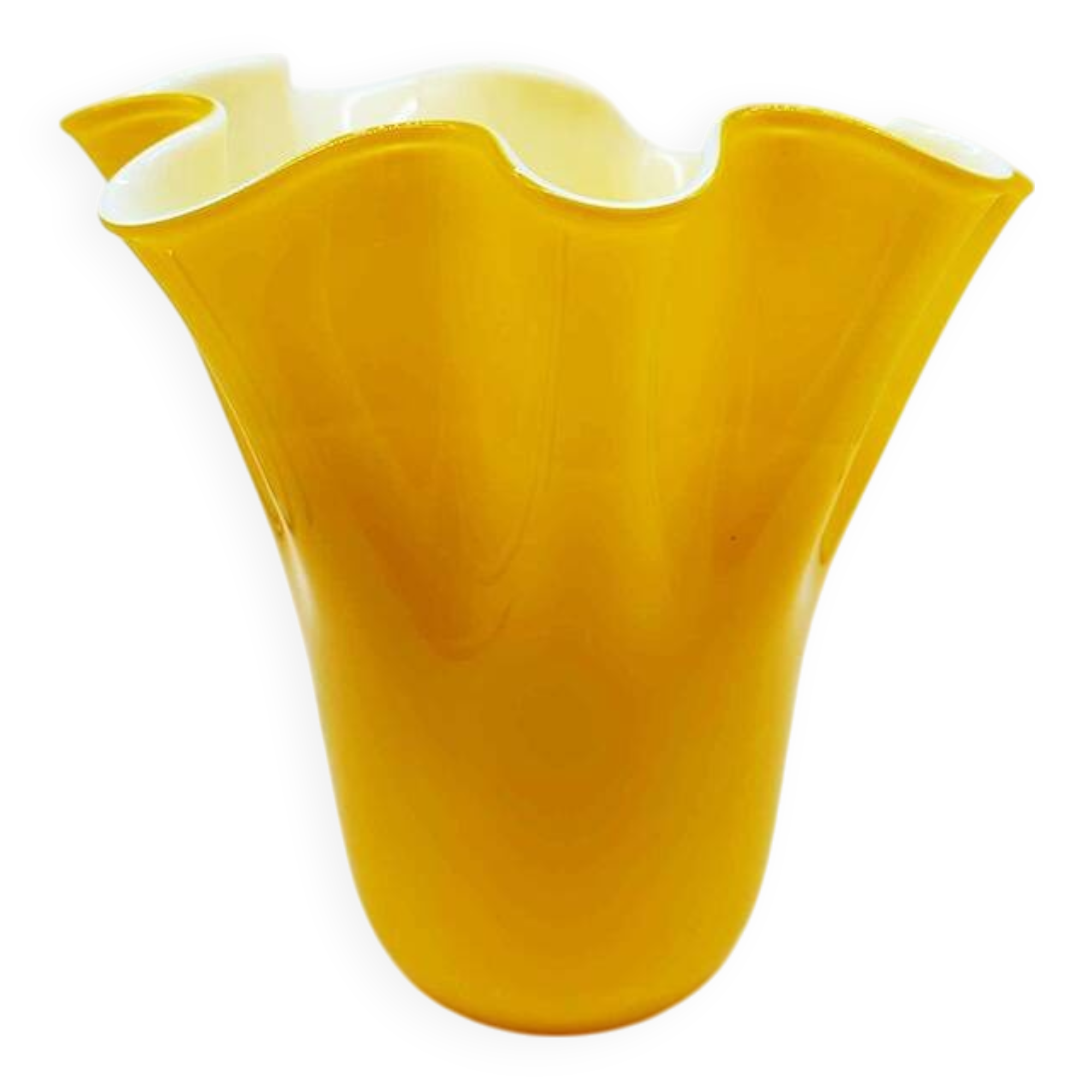 1970S Stunning Jacketed Fazzoletto Vase in Murano Glass. Made in Italy