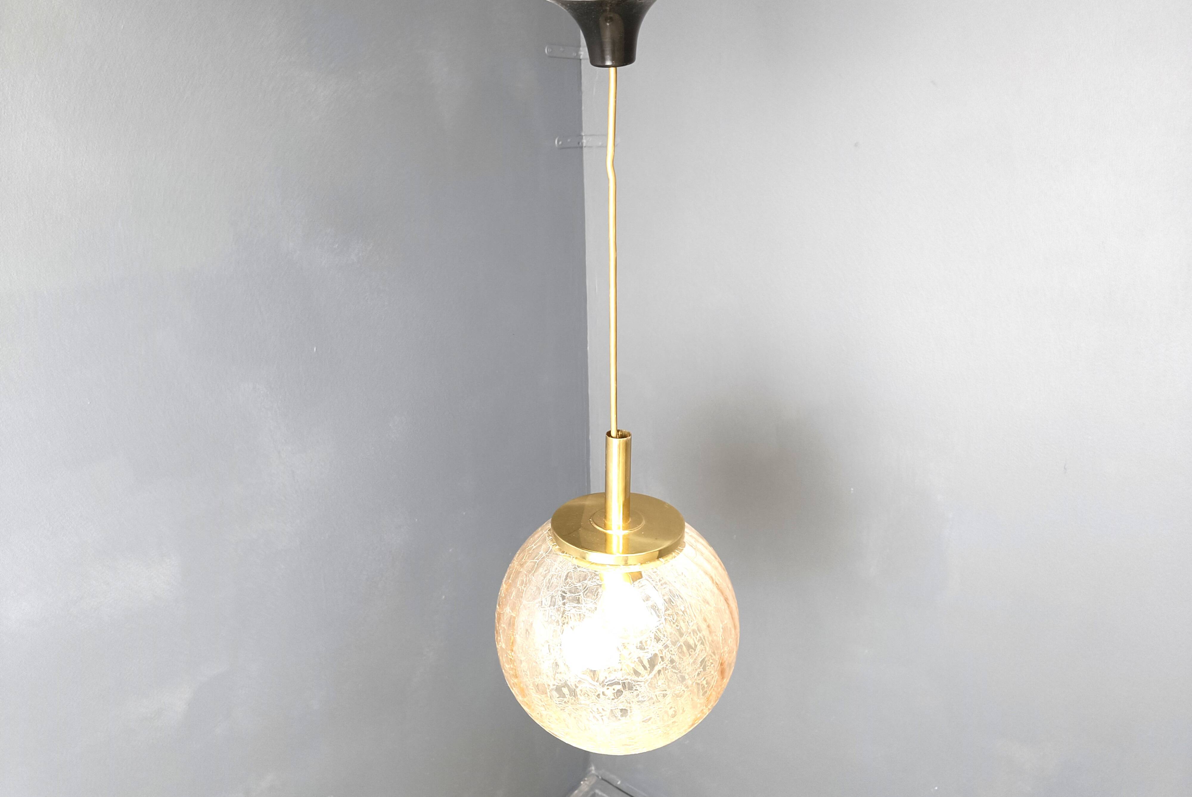 Globe pendant light by Glashutte Limburg, 1960s