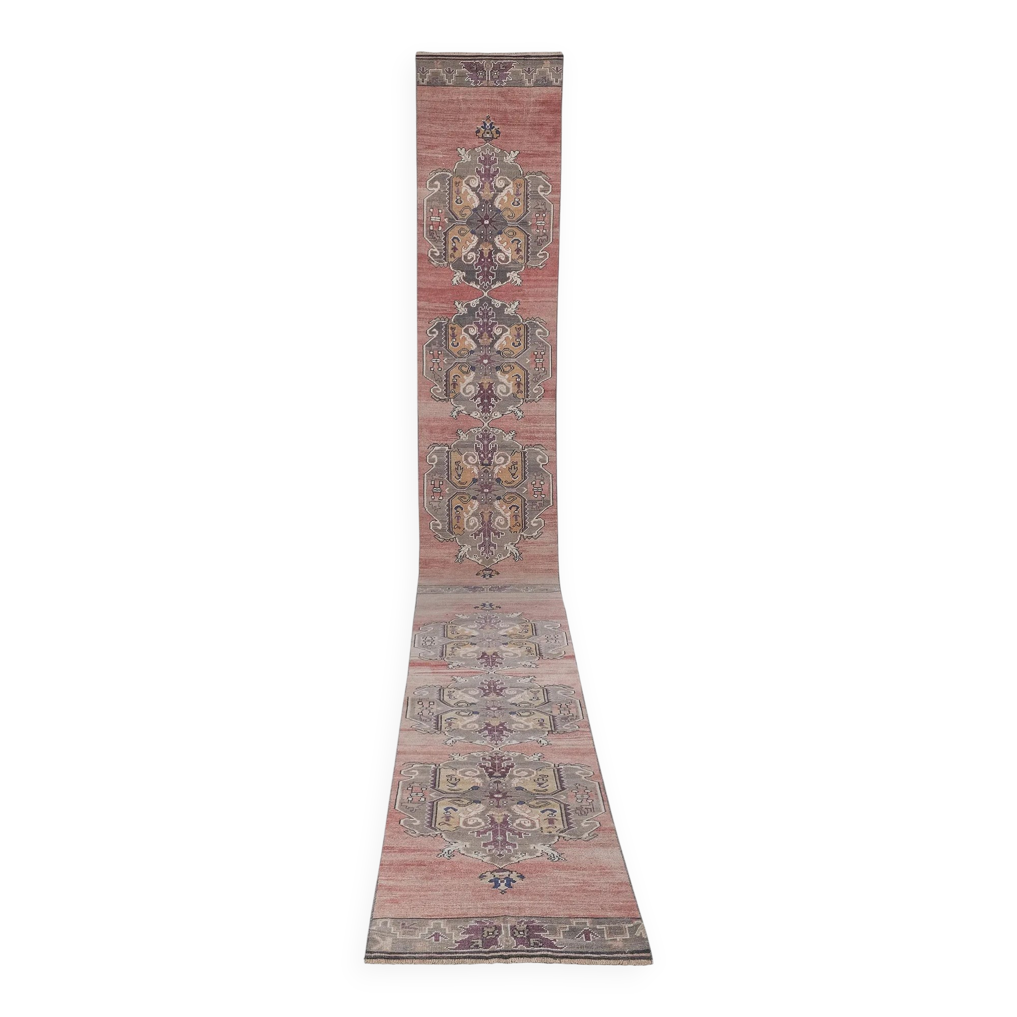 Vintage Turkish hallway rug 85x668 cm