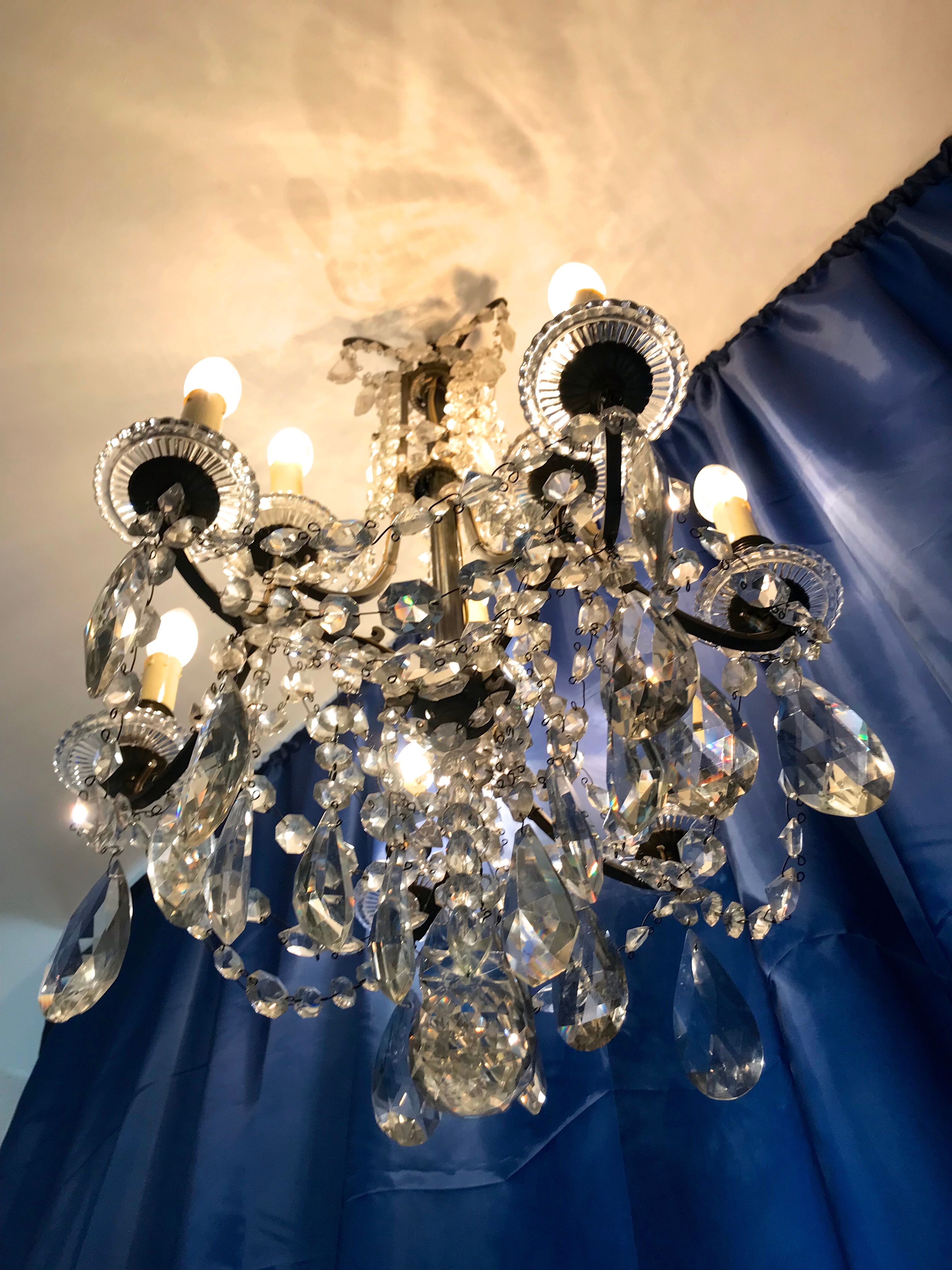 Crystal chandelier diamond cut 9 fires 1880