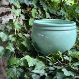 Pot vintage en céramique craquelée vert jade