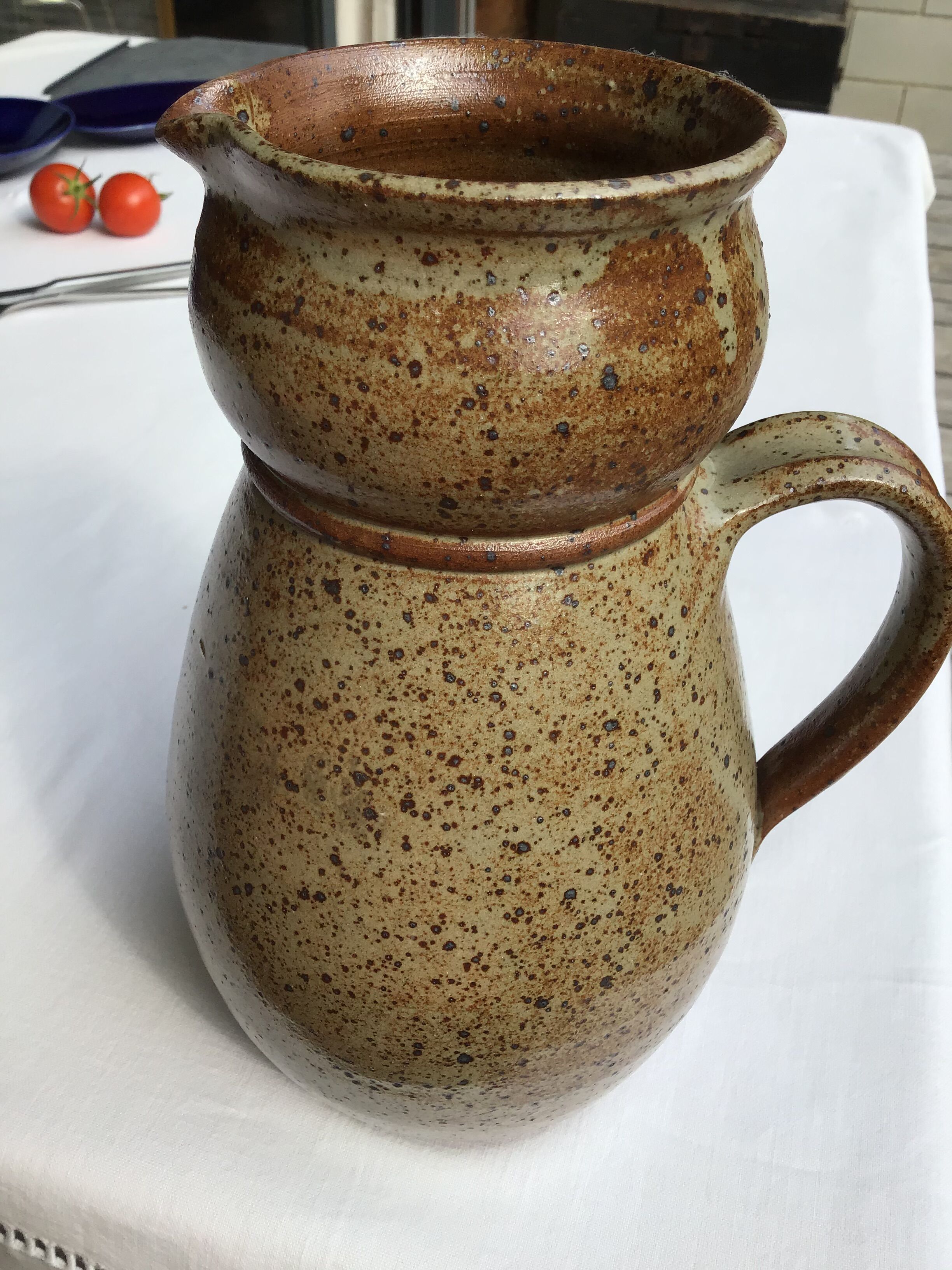 Handmade speckled stoneware pitcher 1.5 liters