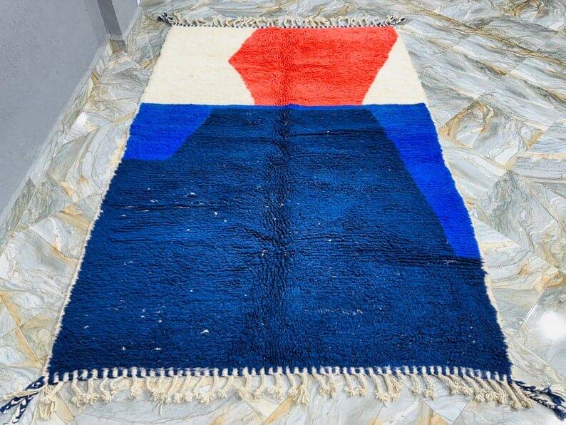Handmade wool Berber carpet size 150 x 250 cm