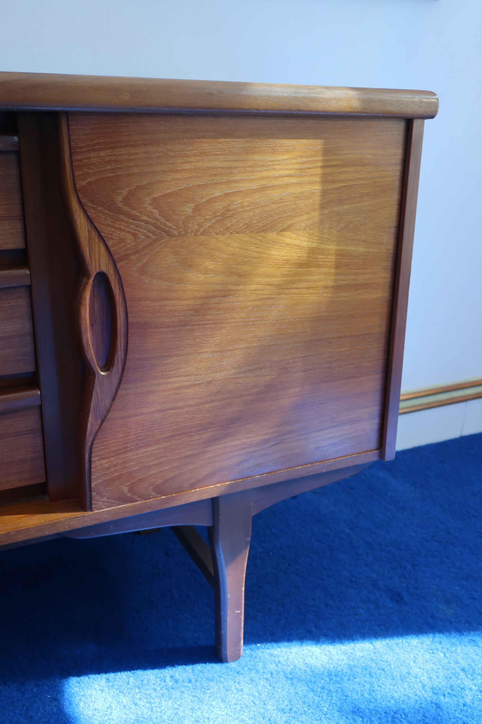 60s teak row, two sliding doors