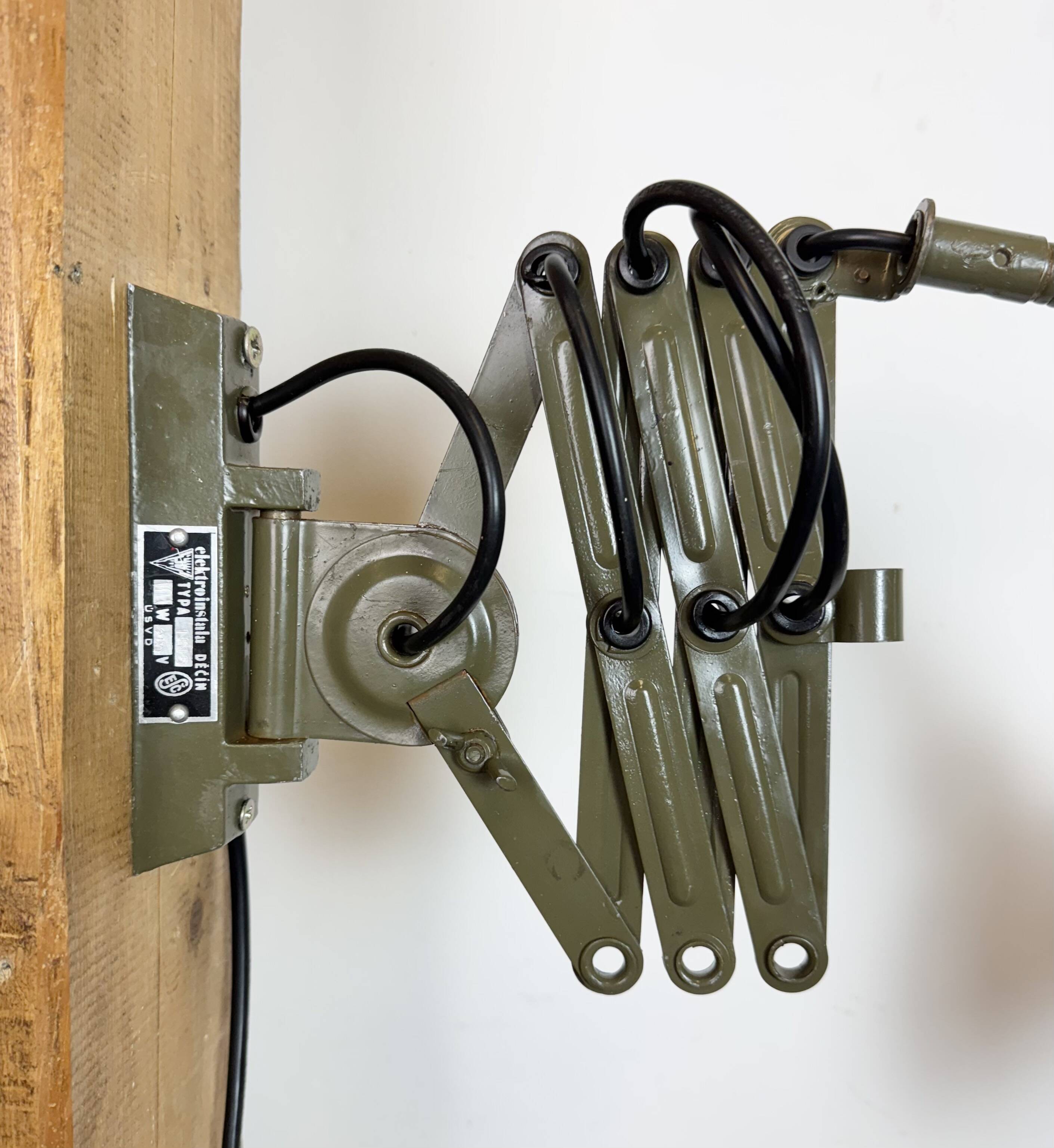 Green Industrial Military Gooseneck Scissor Wall Lamp from Elektroinstala,