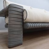 Vintage 3-seater sofa by Marzio Cecchi in ribbed leather 1970s