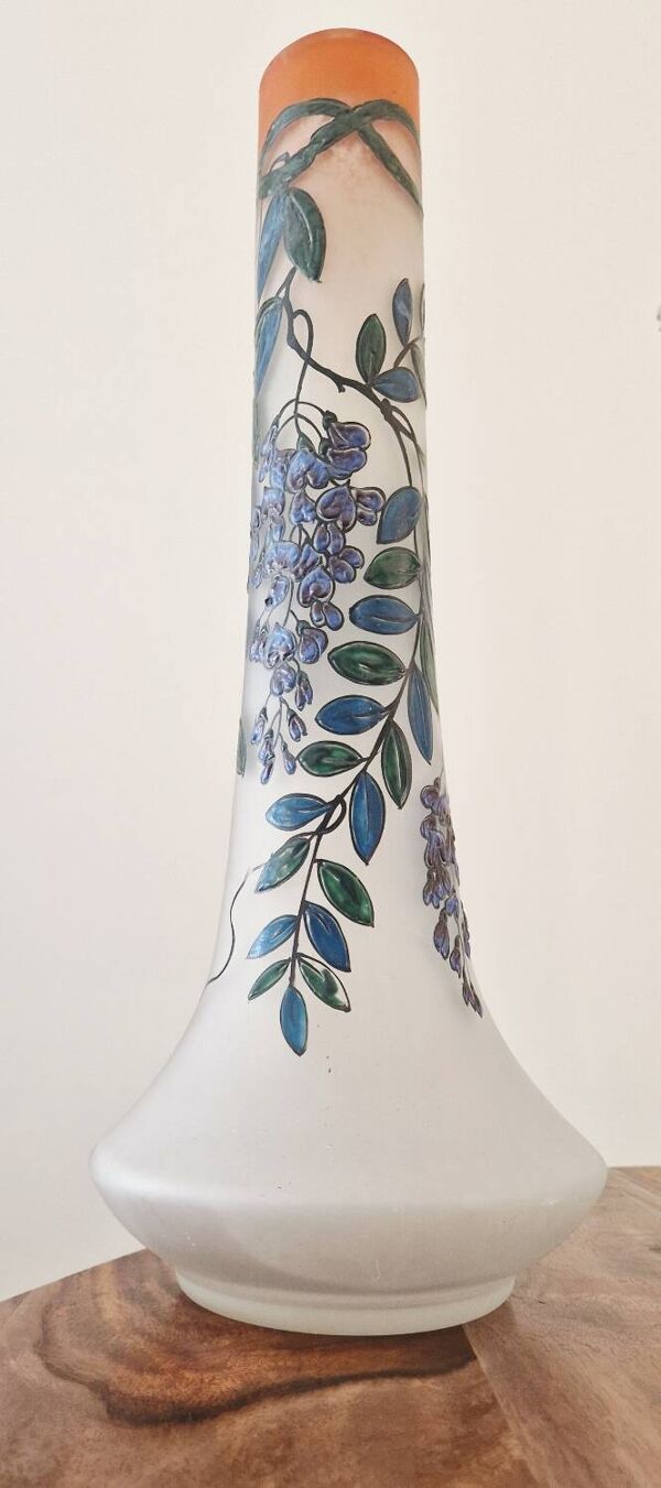 Vase art déco signé verrerie leune - auguste heiligenstein - 1920