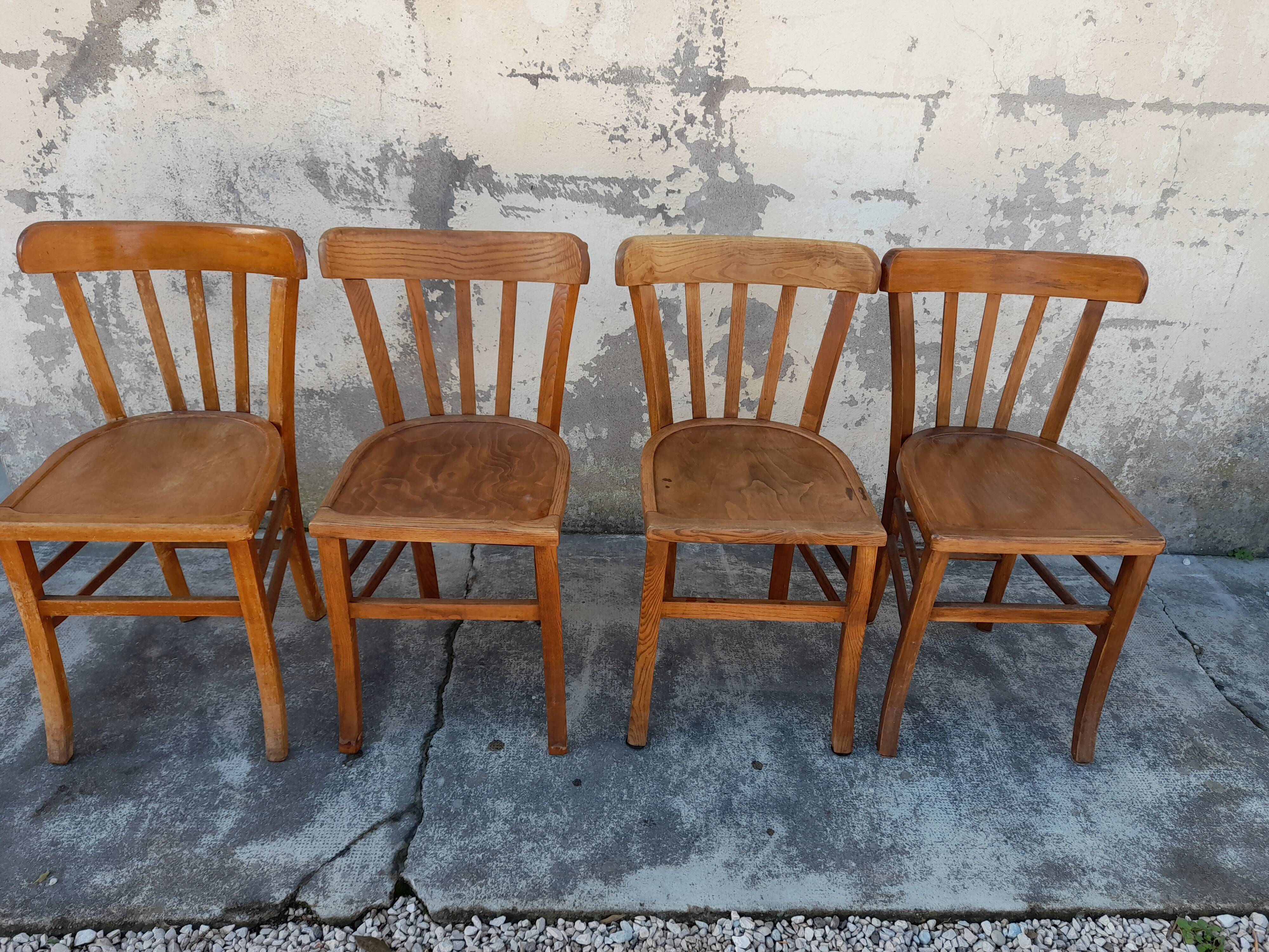 Série de 4 chaises de bistrot Luterma 1950