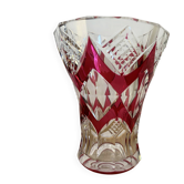 Vase en cristal taillé à la main rouge rubis authentique Val Saint Lambert