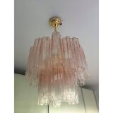 Murano Style Glass "Tronchi" Chandelier With Gold 24k Metal Frame