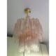 Lustre "Tronchi" en verre de style Murano avec cadre en métal doré 24 carats