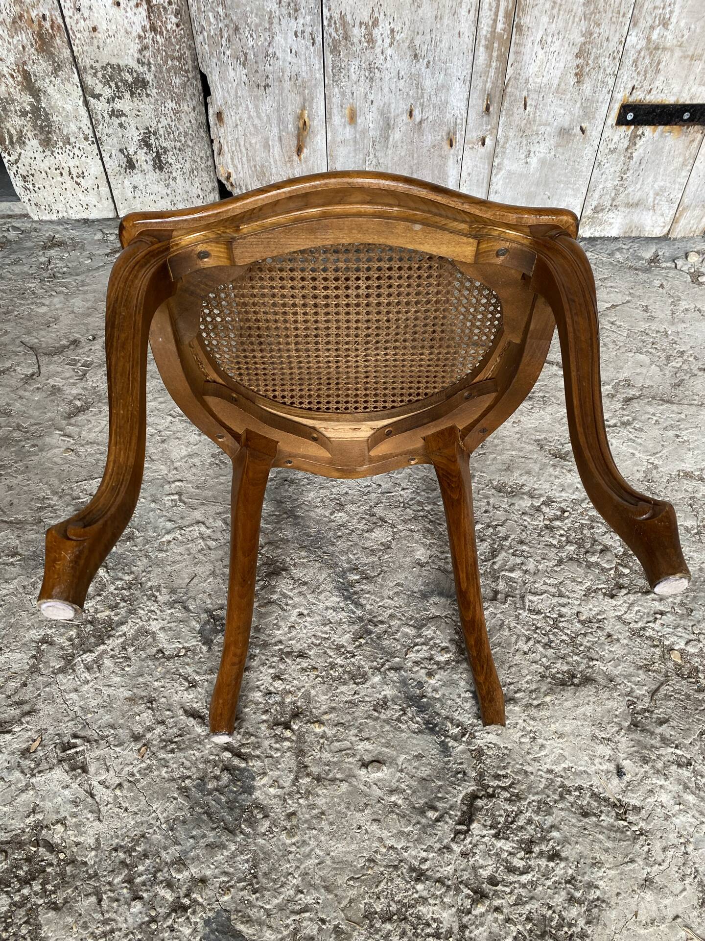 Antique chair louis xv style cherry wood + vintage caned seat