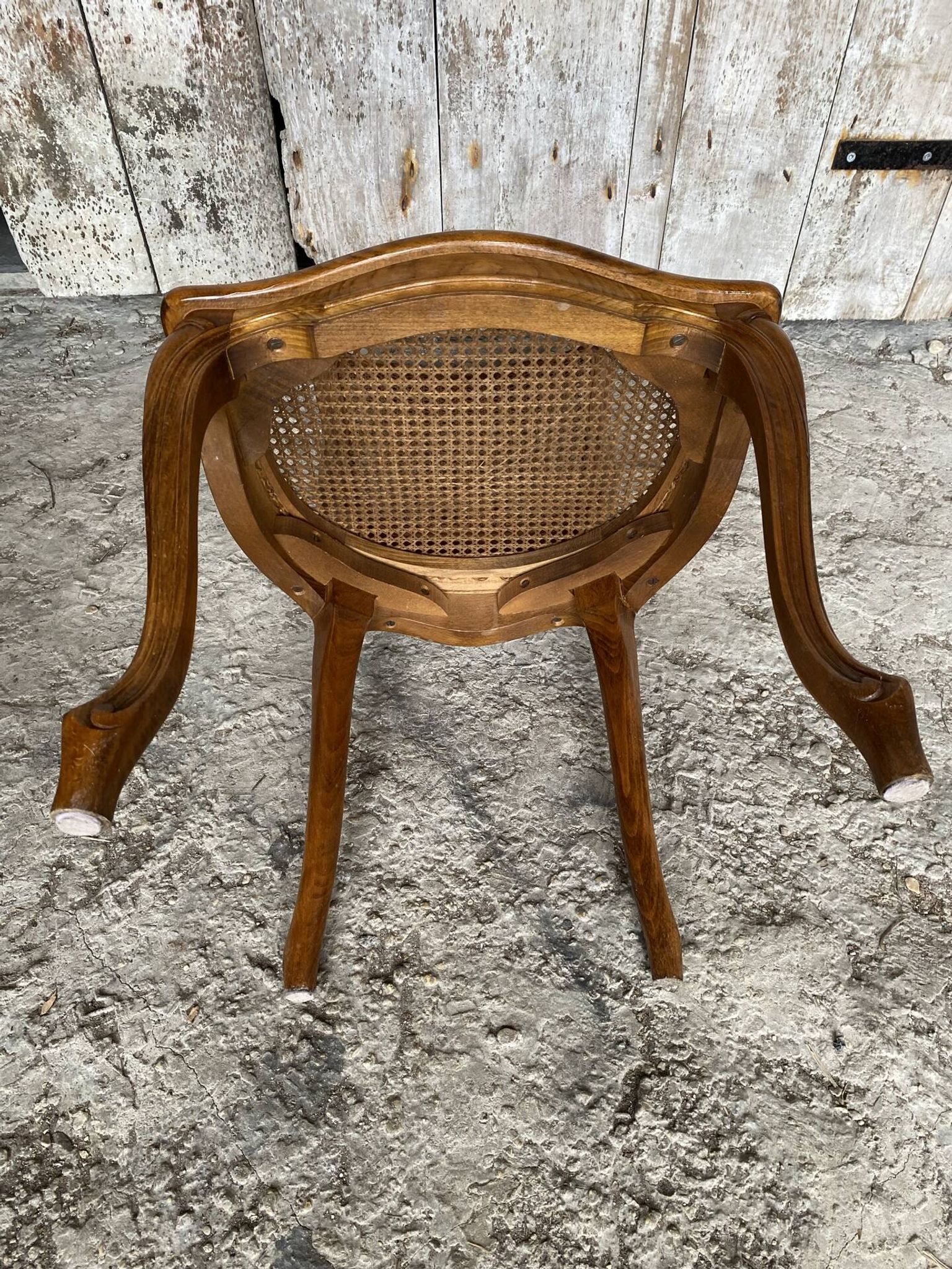 Chaise ancienne style louis xv merisier + assise cannée vintage
