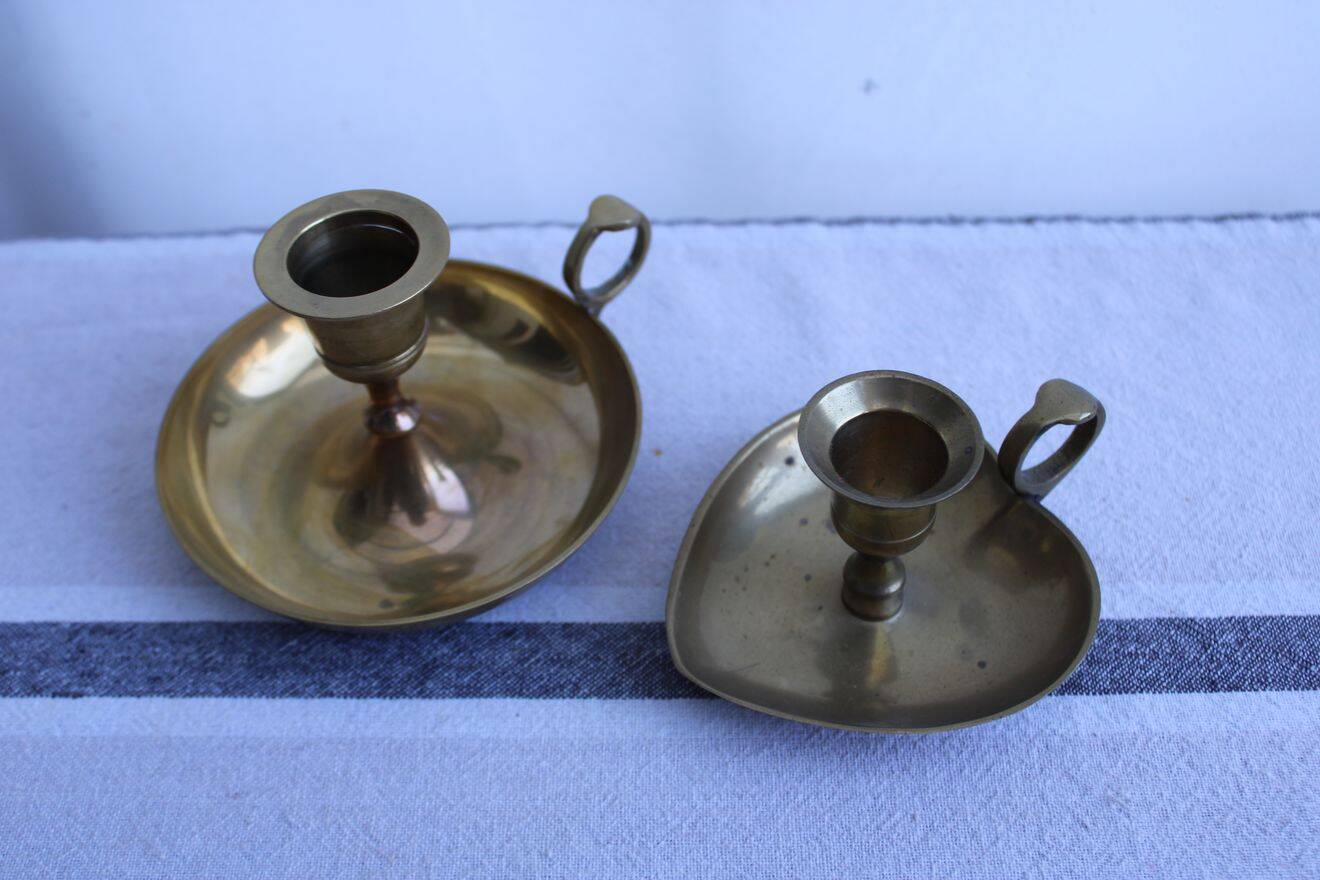Set of 2 brass candle holders