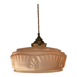 Art Deco pink opaline pendant light