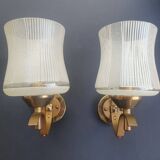 Paire d'appliques murales dorées vintage France