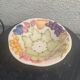 Fruit drainer salad bowl in glazed ceramic slip stamped vintage FG