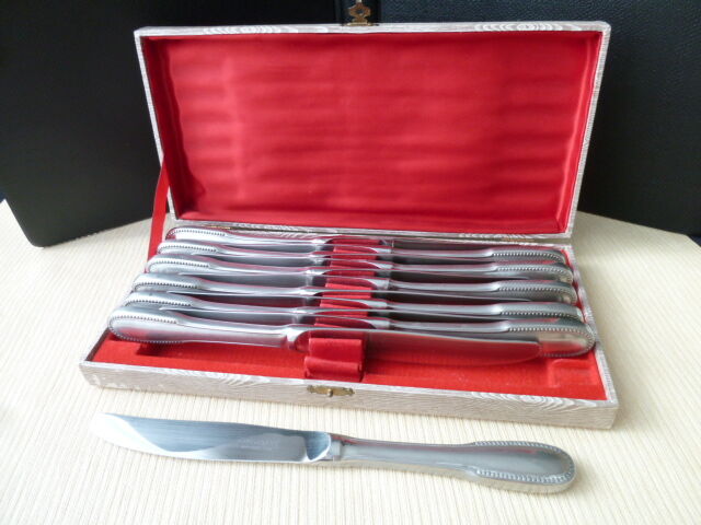 Box of 12 comargent monocoque stainless steel table knives