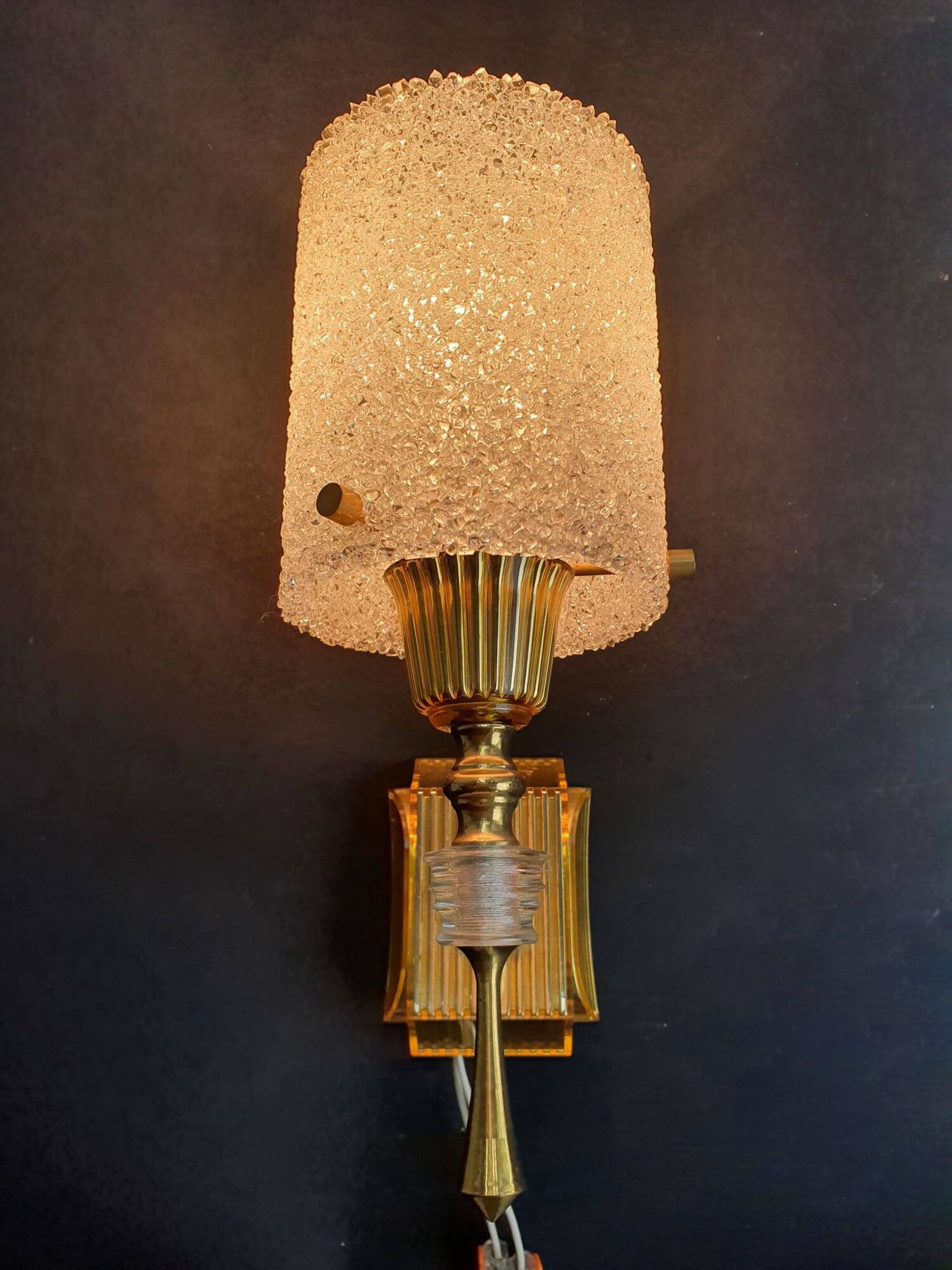 Pair of vintage 1970s perspex wall sconces.
