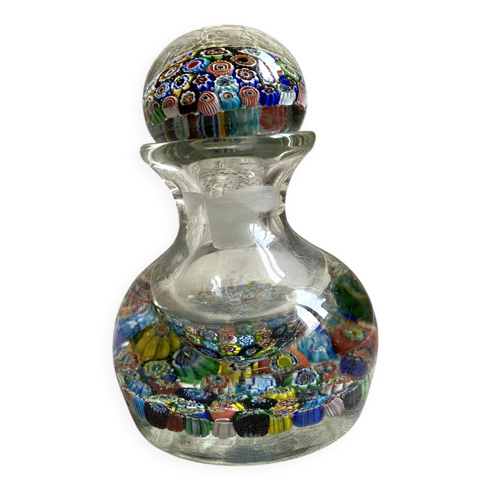 Murano millefiori blown glass carafe