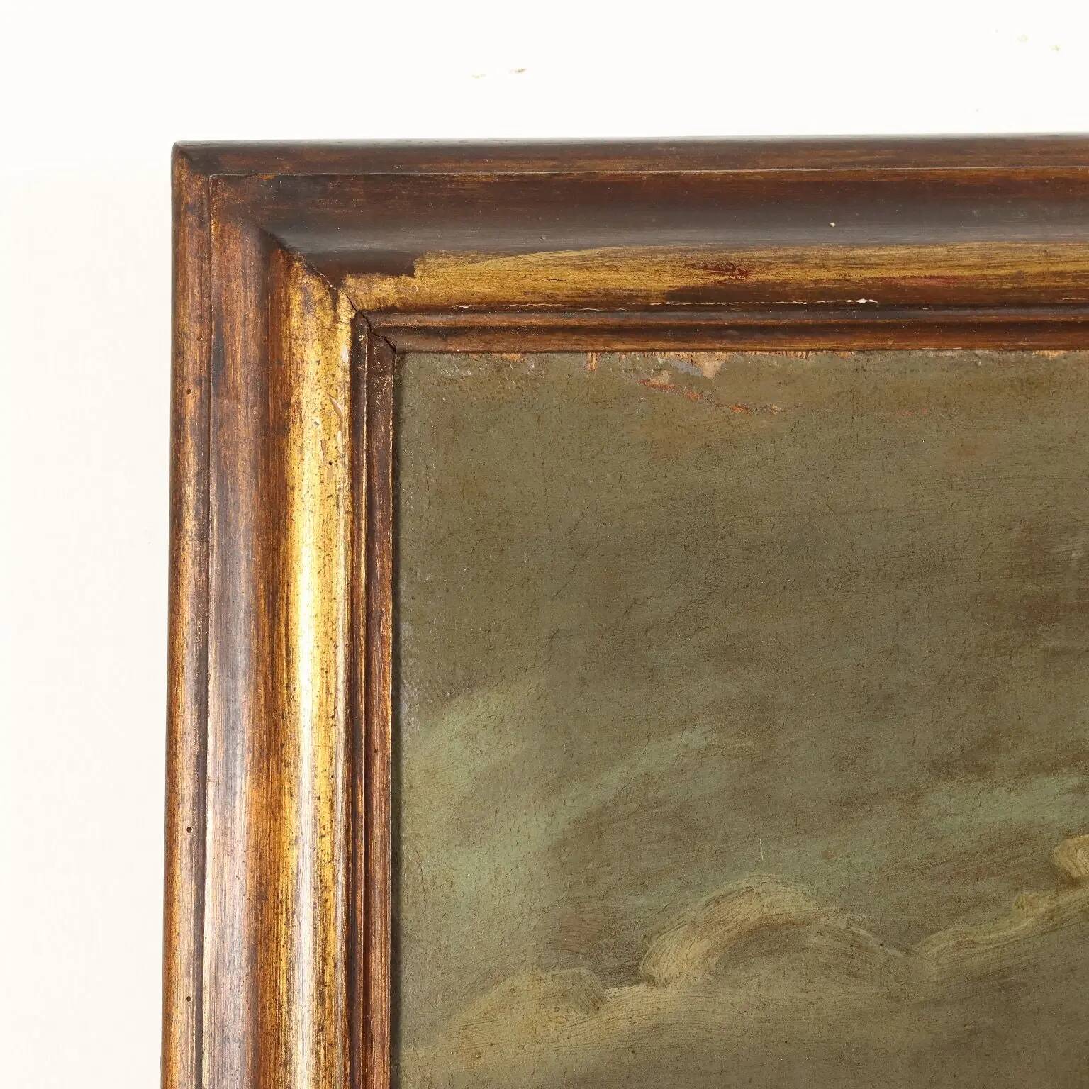 Ancient table, influence of Marco Ricci, winter landscape '700
