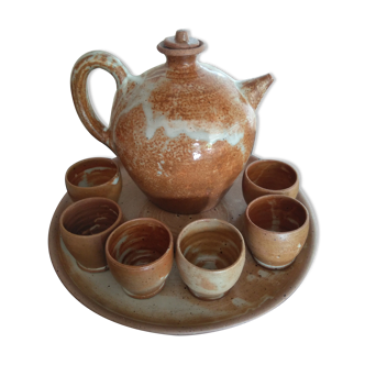 Service à liqueur vintage 8 pièces en grés