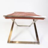 Stool Made In Brushed Steel With Cognac Leather By Michael Christensen