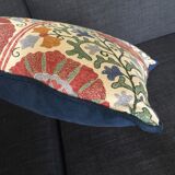 Decorative pillow case in linen and cotton  with suzani prints