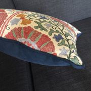 Decorative pillow case in linen and cotton  with suzani prints
