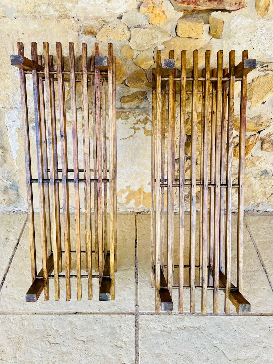 Pair of vintage side tables with 2 shelves