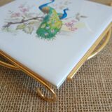 Dessous de plat mettlach motifs paons vintage