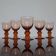 5 verres anciens à pied rose vintage