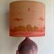 Vintage Rose lamp, ceramic, painted silk, 80s 70s bohemian