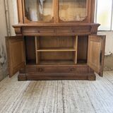 Old XL Napoleonic oak glass bookcase, 19th century