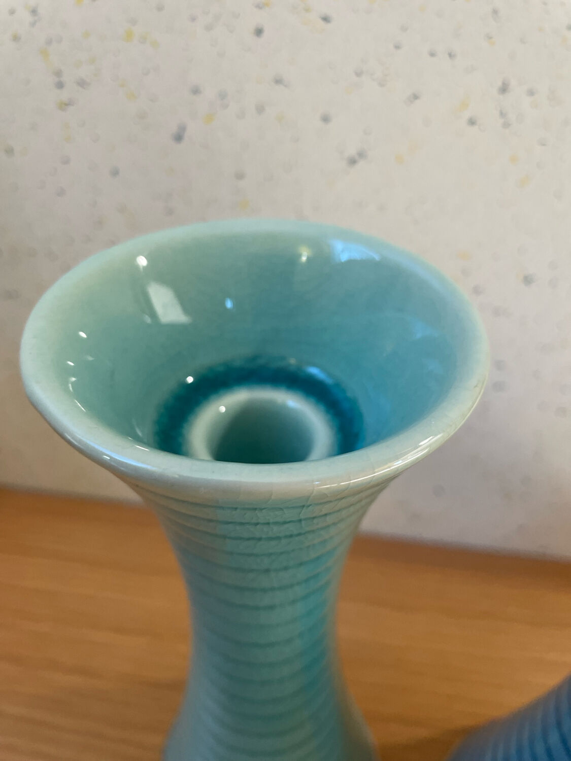 Set of 2 glazed stoneware candle holders