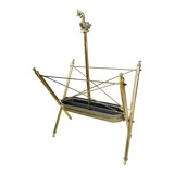 Vintage magazine rack, Neo classical brass dolphine rack